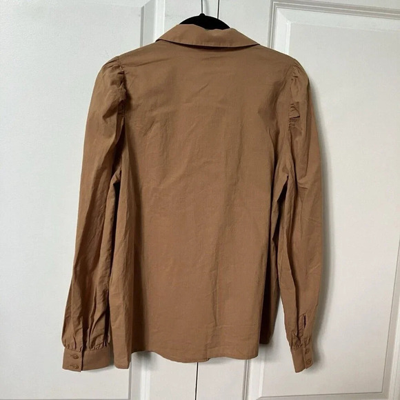 NWT Aware by  Vero Moda Puff Sleeve Button Front Cotton Blouse Womens Medium - Picture 4 of 6